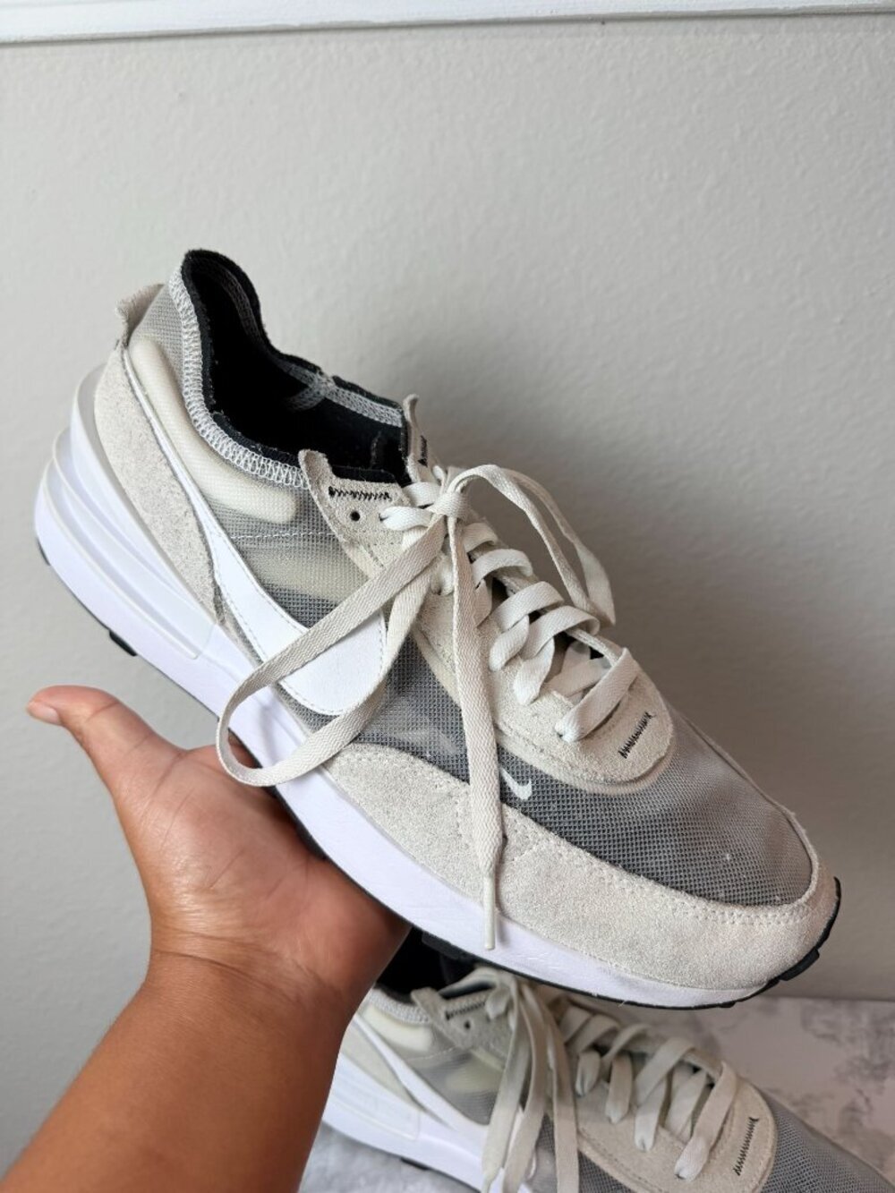 Nike Waffle One Summit White Gray Mesh Suede Sneakers Men's Size 10.5